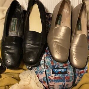 Cole Haan Women's Black and Gold Loafers